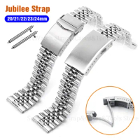 for Jubilee Strap Solid Buckle Watch Band for Seiko Stainless Steel Silver Bracelet for Rolex 20 21 22 23 24mm Universal Diver