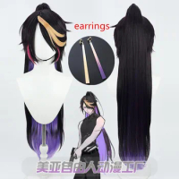 VTuber Shu Yamino Cosplay Wig 110cm Long Straight Ponytail NIJISANJI Synthetic Hair resistant Fiber Hair + Wig Cap Halloween