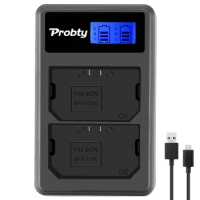 Probty NP-FZ100 NP FZ100 NPFZ100 LCD Dual Charger for Sony Alpha 9 A9 9R A9R 9S A9S A7RIII A7R3 BC-QZ1 Digital Camera