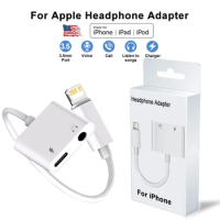 Genuine For Apple Lightning to 3.5mm Headphones Jack Adapter 2 in 1 Charger and Aux Audio Splitter For iPhone 14 13 12 11 XS 8 7