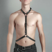 Harness for Men Gay BDSM Pu Leather Studded Decor Harness Adjustable Sex Bondage Harness Fetish Clothing Erotic Costume chest