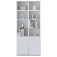 【AT HOME】現代簡約2.7尺白色雙門收納書櫃/收納櫃/置物櫃(布拉格)