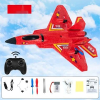 Wetech Mainan Pesawat Remote Control 2.4Ghz Led Rc Pesawat Terbang Glider Airplane Foam F22 Merah