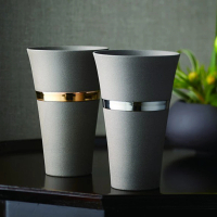 【J-mode】日本製 美濃燒 陶瓷杯 茶杯 水杯 和風雙環對杯組(330ml)