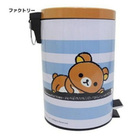 【震撼精品百貨】Rilakkuma San-X 拉拉熊懶懶熊 鐵製垃圾桶(白藍條紋/7L) 震撼日式精品百貨
