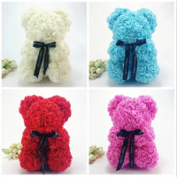 Artificial Preserved Teddy Bear Roses 25cm, Big Teddy Rose Bear With Gift Box For Valentines' Gift