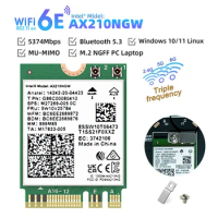 WiFi 6E for Intel AX210 Bluetooth 5.3 M.2 Wireless Card AX210NGW 2.4Ghz 5Ghz 6Ghz 5374Mbps 802.11ax Wifi 6 Adapter For laptop PC