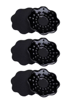 Kiss &amp; Tell 3 Packs Nipple Cover Pads Flower in Black Nubra Invisible Reusable Adhesive Stick on Wedding Bra 隐形聚拢胸胸貼