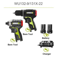 Comba WORX WU131+WU132 Brushless Motor 140N.m Cordless Impact driver+drill tool 12V Battery Premium quality Electric tooll