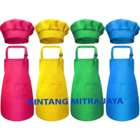 TerjualPromo Apron Anak Gratis Topi Chef Koki High Premium Quality - PutihTerlaris