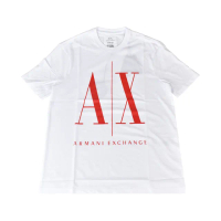 【EMPORIO ARMANI】A│X Armani Exchange經典壓印字母LOGO造型純棉短袖T恤(XS/S/M/L/白x紅字)