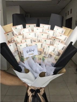 BUKET UANG 10 LEMBAR - BUKET UANG KOSONGAN - MONEY BOUQUET Cello/Kertas Wrapping Maroon