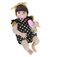 55Cm Full Body Silikon Reborn Boneka Bayi Mainan Realistis Yang Baru Lahir Bayi Boneka dengan Anting-Anting Gadis Brinquedos Mandi Mainan