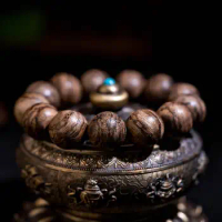 Natural Old Material Dala Dry Agarwood Bracelet Fidelity Agarwood Bracelet women's And men's Wooden Rosary Gift Buddha Beads