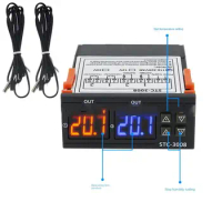 STC-3008 Temperature Controller Dual-Sensor Output Intelligent Digital Temperature Controller Electronic Temperature Controller