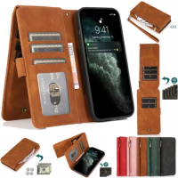 For LG Wing Thin Zipper Cover Wallet 8 Card Magnetic Flip Leather Case For LG Wing Case