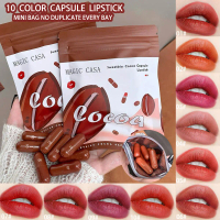 ชุดลิปสติกแคปซูล 10 สี ติดทนนาน ไม่ติดแก้ว ลิปสติกแมตต์ขนาดเล็ก รองพื้น พารา ของ แท้ ลิป ทูพี red li