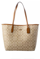 Coach Coach City Tote In Signature Canvas - Light Brown