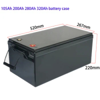 Lifepo4 Battery Solar Cells Case 12V 24V 48V 90Ah 105Ah 180Ah 200Ah 280Ah 320Ah Battery Storage Boxes RV Battery Plastic Case
