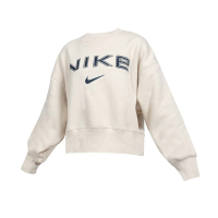 NIKE 女長袖T恤-休閒 慢跑 運動 上衣 FV7675-104 米白黑