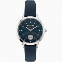 【VERSUS】VERSUS凡賽斯女錶型號VV00386(黑色錶面銀錶殼深黑色真皮皮革錶帶款)