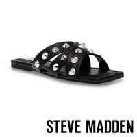 【STEVE MADDEN】MALEAH 鉚釘交叉帶拖鞋(黑色)