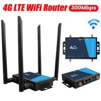 4G LTE WiFi Router 300Mbps Wireless Router with SIM Card Slot Network 4 External Antennas Industrial Grade Router WiFi Repeater