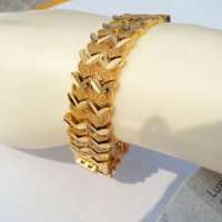 24K 24CT Yellow Gold Layered WIDE Euro Curb Link Bracelet 26gram LADIES S736