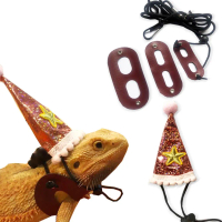 Tali dan tali pengikat serta topi kostum kulit untuk kadal, iguana, gecko, hamster dan ferret