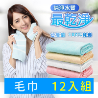 【Non-no 儂儂】最乾淨柔軟吸水毛巾 32x76公分 12條裝