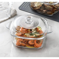 [Wahi Homeware] Square Glass Casserole Microwave Oven Tempered Glass Serving Square Casserole with L