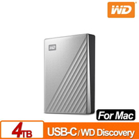 WD My Passport Ultra for Mac 4TB 2.5吋USB-C Type-C 行動硬碟 (炫光銀)