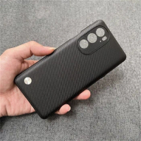 Matte Phone Case For Motorola Edge 30 Pro Case Stripes Leather Silicone Black Cover For Moto Edge X30 Shockproof Luxury Bumper