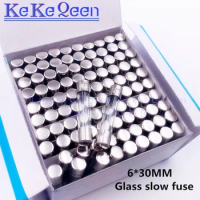 100PCS 250V 6*30 T0.5A T500MA T1A T2A T3A T4A T5A T6A T8A T10A T15A T20A T30A 6*30mm slow Glass fuse Insurance Tube