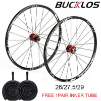 BUCKLOS MTB Wheelset 26in 27.5in 29in Mountain Bike Wheel Set Quick Release Thru Axle Carbon Hub Bicycle Wheels with Inner Tube