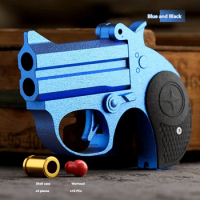 Deringer Toy Guns MINI Revolver Pistol Soft Bullet Anti-stress Gun Shooting Toy Manual Airsoft Keychain for Adult Children Gifts