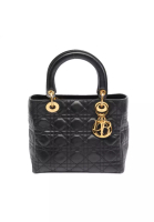 Christian Dior 二奢 Pre-loved Christian Dior LADY DIOR lady dior Canage Medium Handbag leather black