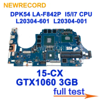 For HP Pavilion Gaming 15-CX Series Laptop Motherboard DPK54 LA-F842P L20304-601 L20304-001With I5/I7 CPU GTX1060 3GB