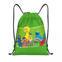 Custom Elmo Drawstring Bag Men Women Foldable Sports Gym Sackpack Cookie Monster Shopping Storage Backpacks