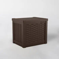 Brown Java Wicker Front Resin Deck Box, 22 Gallons