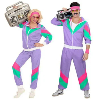 Vintage 70S 80S Disco Hippie Cosplay Costume Men Women Hip-hop Training Suit Casual Fashion Disco Tracksuit 70S 80S Theme Party