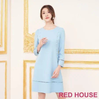 【RED HOUSE 蕾赫斯】簡約珍珠點綴洋裝(水藍色)