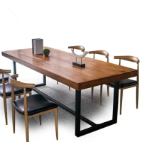 Industrial Style Iron Square Furniture Legs Coffee Desk Office Desk Solid Wood Board Table