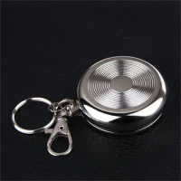 Round Shaped Cigarette Ashtray Car Keychain Silver Stainless Steel Mini Portable Key Chain Smoking Accessories Cigarette Supply
