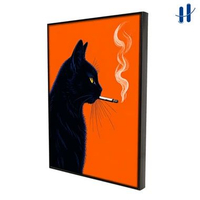Haydecor Poster Frame Dekorasi Dinding Kucing Hitam Smoking Cat Orange Aesthetic Siap Pajang FHKONGB