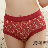 【Chlansilk 闕蘭絹】經典薔薇100%蠶絲中高腰內褲(紅)