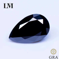 Moissanite Stone Black Primary Color Pear Cut Gemstone Lab Grown Diamond for DIY Charms Jewelry Making Materials with GRA Report