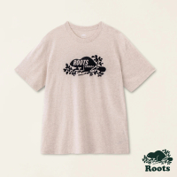 【Roots】Roots男裝-動物派對系列 海狸LOGO純棉短袖T恤(燕麥色)