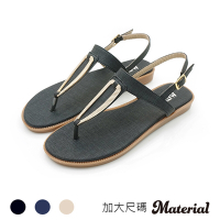 Material瑪特麗歐 MIT涼鞋 加大尺碼金屬夾腳平底涼鞋  TG52041