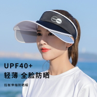 新款防曬空頂帽女夏天遮陽防紫外線可伸縮拉板出游戶外太陽帽